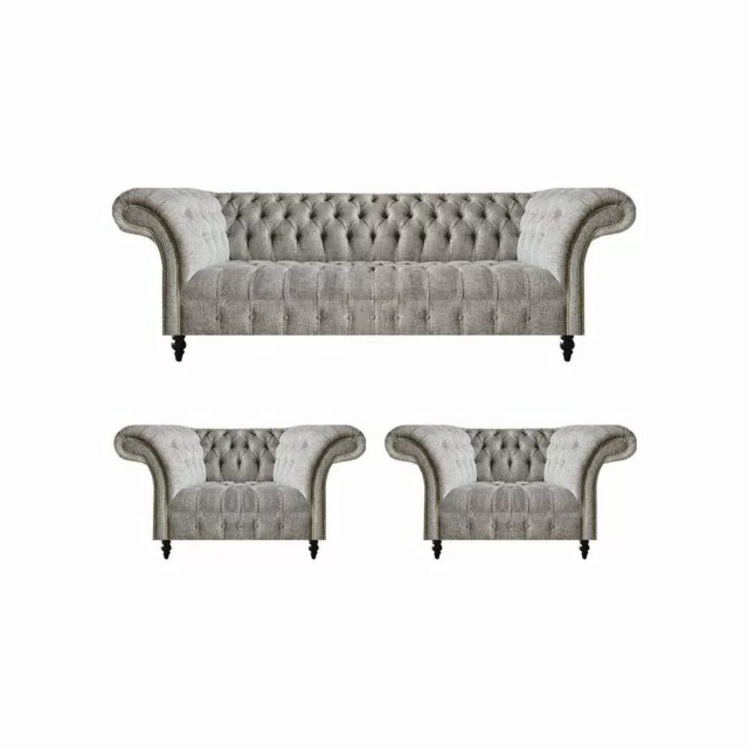 JVmoebel Chesterfield-Sofa Luxus Sofas Set 3tlg Sitzmöbel Wohnzimmer Polste günstig online kaufen