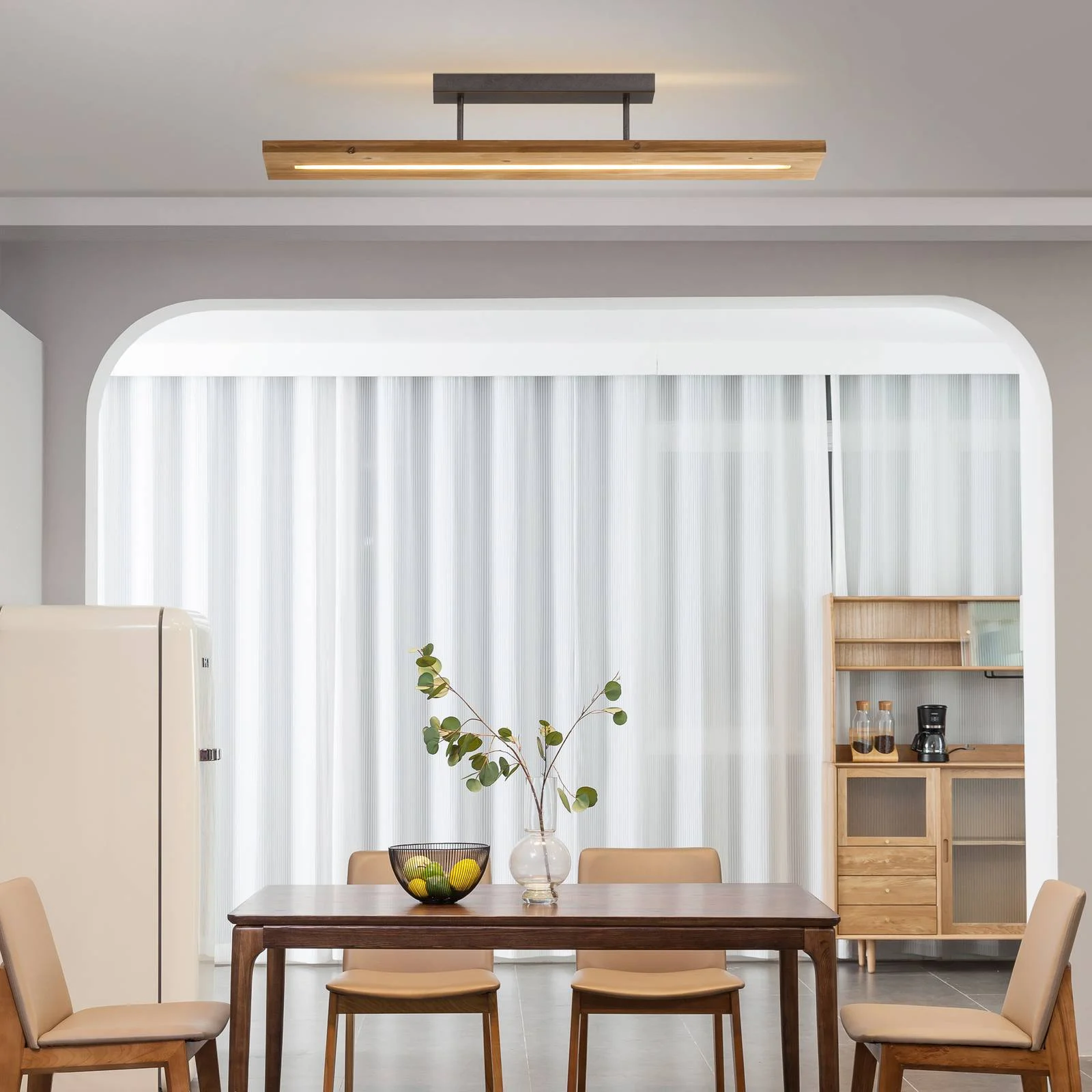 Lindby Nesaja Holz-LED-Deckenlampe günstig online kaufen