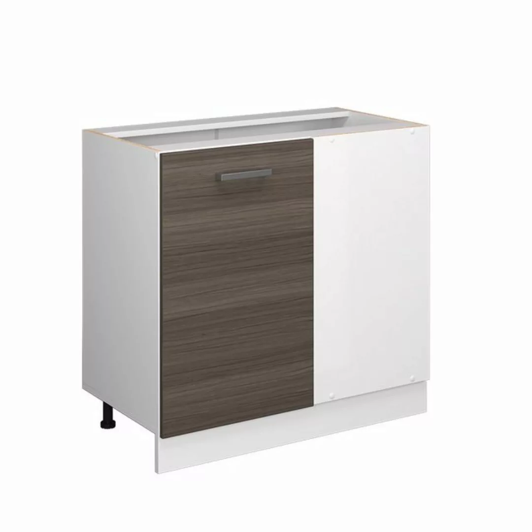 Livinity® Eckunterschrank R-Line, Grau/Weiß, 86 cm, AP Anthrazit günstig online kaufen