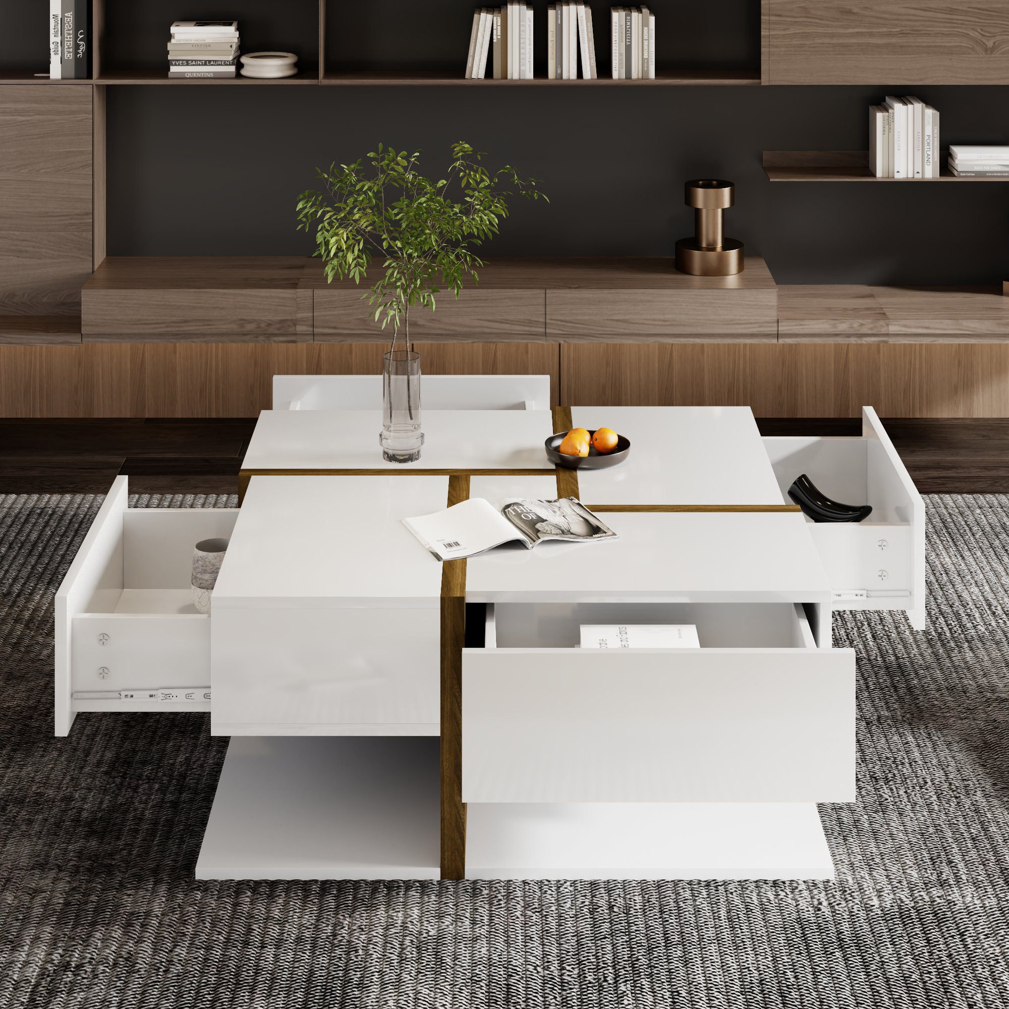 REDOM Couchtisch Moderner Couchtisch mit Holzmaserung günstig online kaufen