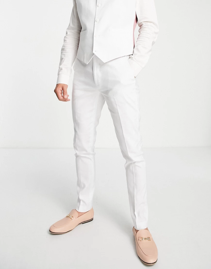 ASOS DESIGN – Summer Wedding – Eng geschnittene Anzughose aus Baumwollleine günstig online kaufen