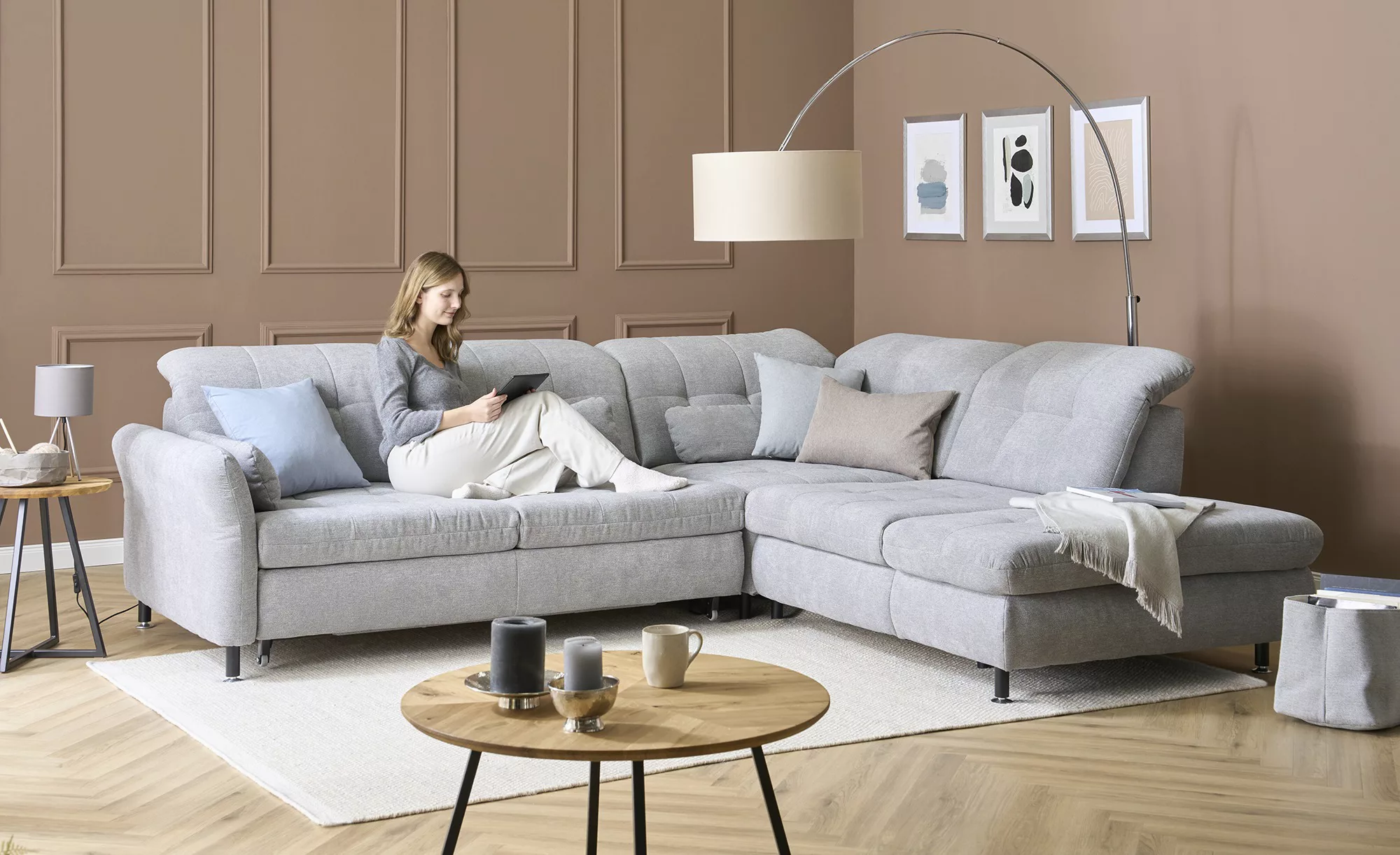 Lounge Collection Ecksofa  Sally ¦ grau ¦ Maße (cm): B: 296 H: 85 T: 260 Po günstig online kaufen