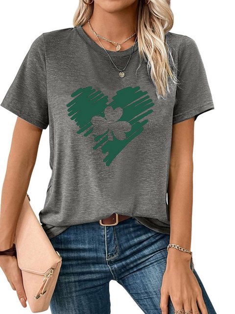 PYL Rundhalsshirt Damen Casual Kurzarmshirt mit Liebe Druck günstig online kaufen