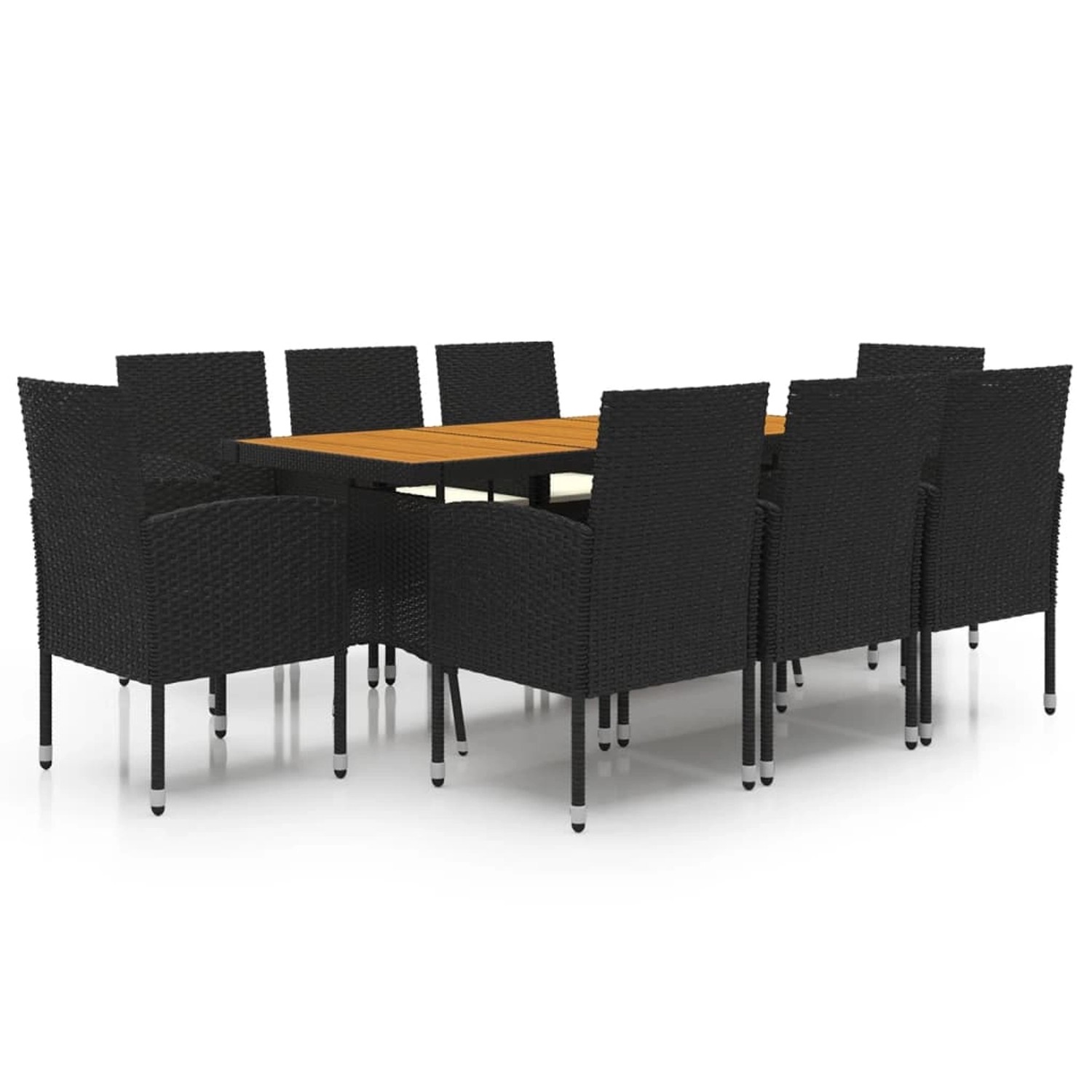 vidaXL 9-Tlg Garten-Essgruppe Poly Rattan Schwarz 3120110 günstig online kaufen