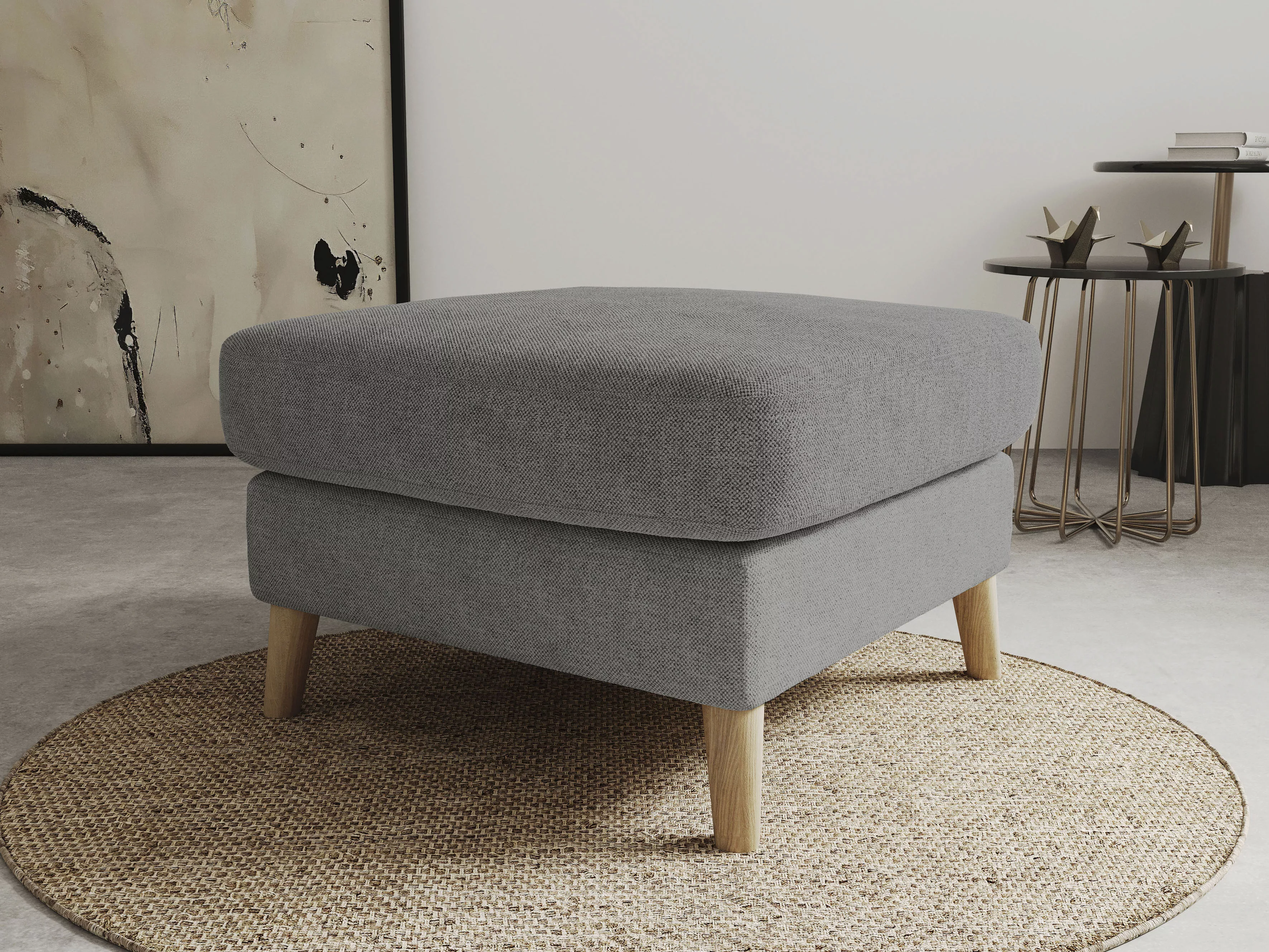 Home affaire Polsterhocker "MARSEILLE", Massivholzbeine Eiche, Landhausstil günstig online kaufen