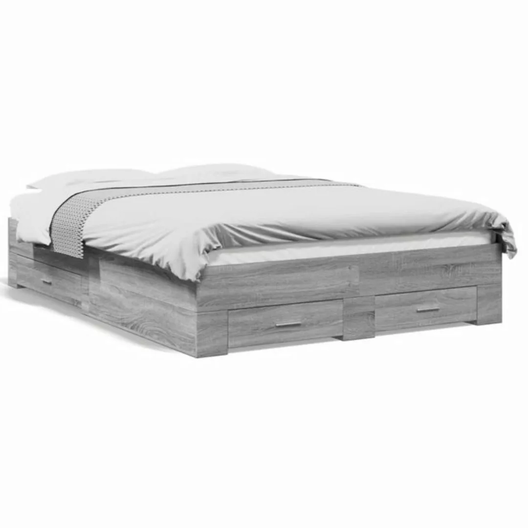 vidaXL Bett Bettgestell mit Schubladen Grau Sonoma 140x190 cm Holzwerkstoff günstig online kaufen