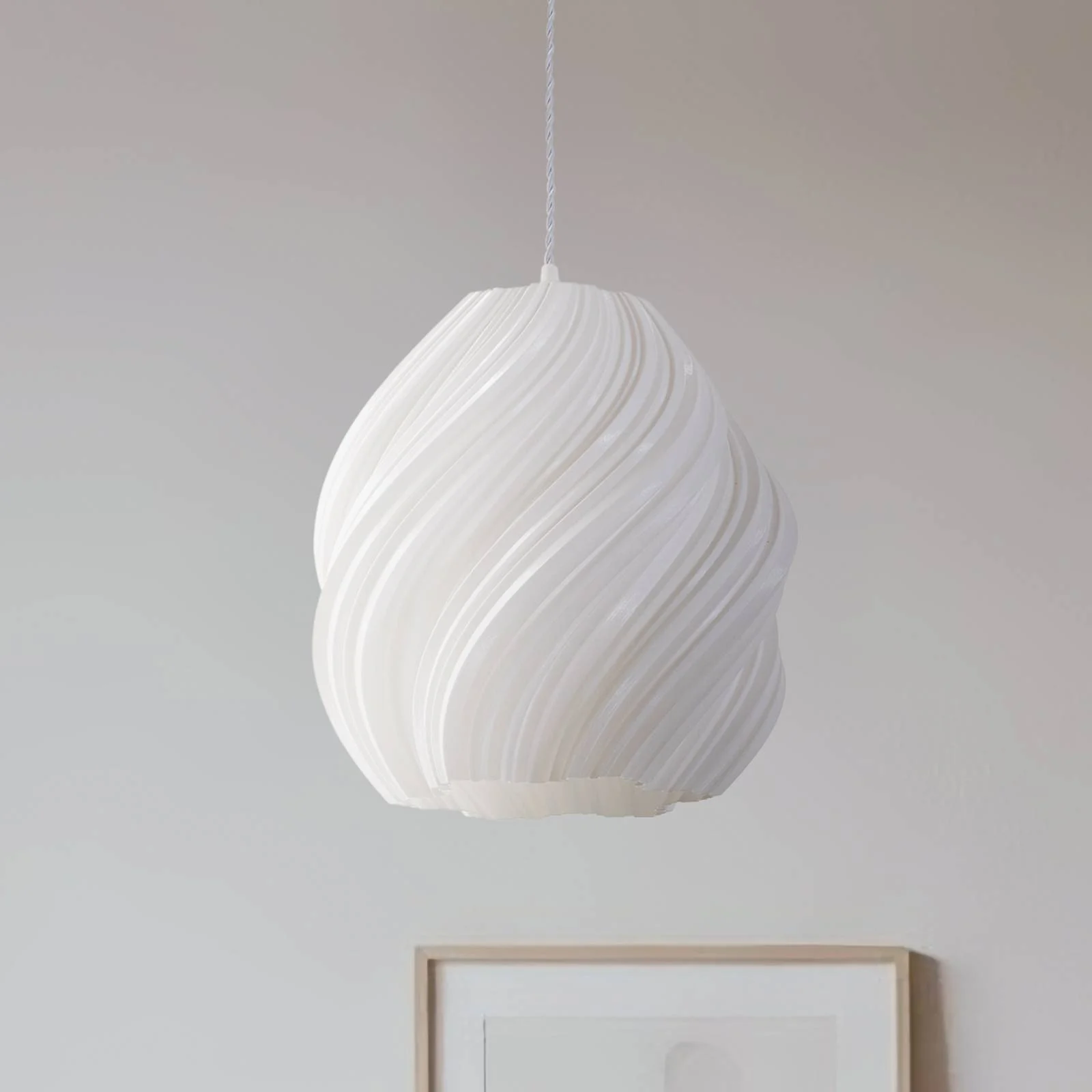 Lindby Pendelleuchte Nuvia, Ø 30 cm, weiß, 3D Druck günstig online kaufen