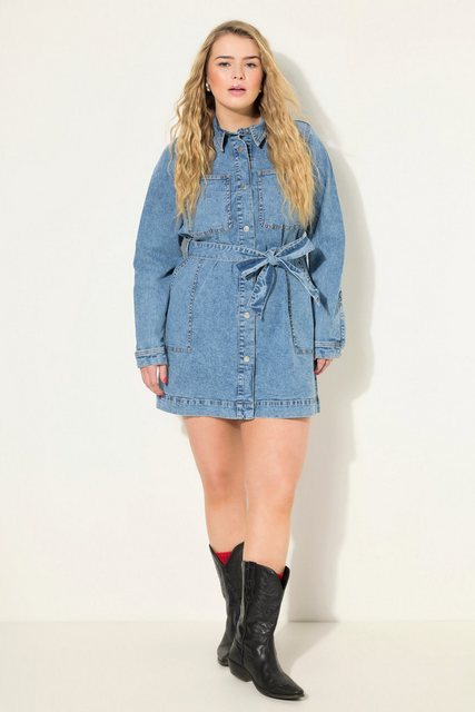 Studio Untold Minikleid Jeanskleid Straight Shape Hemdkragen Bindeband günstig online kaufen