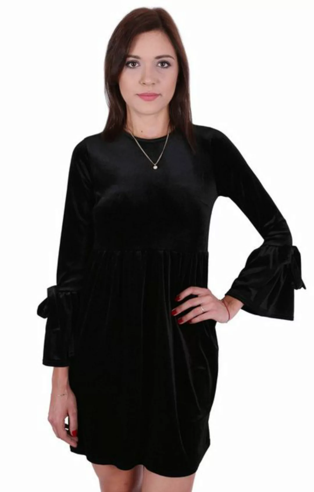 Sarcia.eu Minikleid John Zack Schwarzes Kleid aus Velours mit Rüsche L günstig online kaufen
