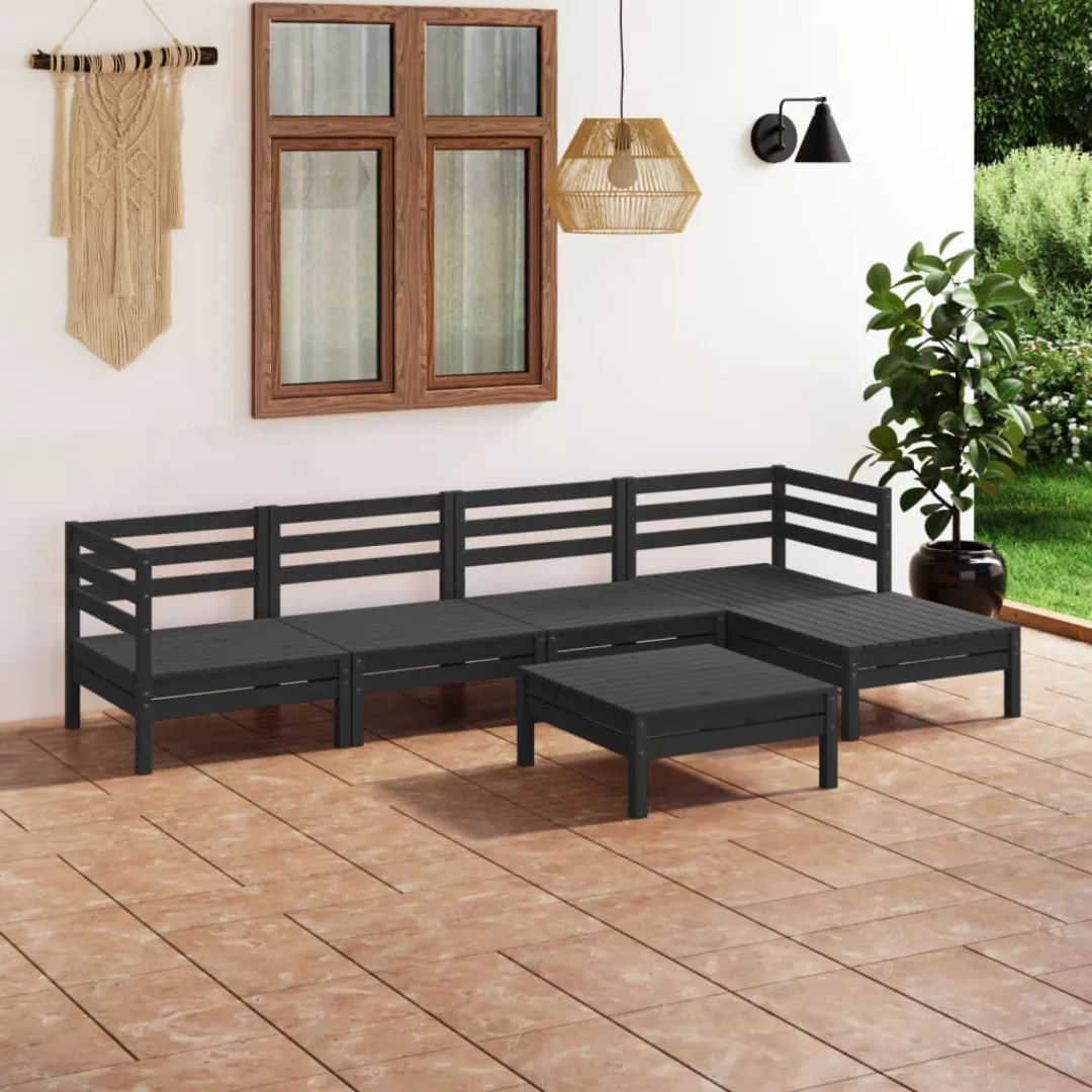 6-tlg. Garten-lounge-set Massivholz Kiefer Schwarz günstig online kaufen