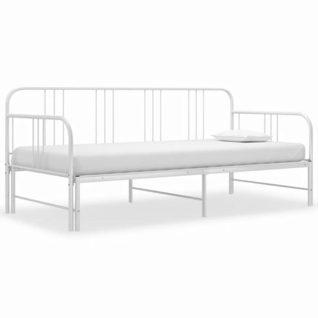 furnicato Bett Ausziehsofa Bettgestell Weiß Metall 90x200 cm günstig online kaufen