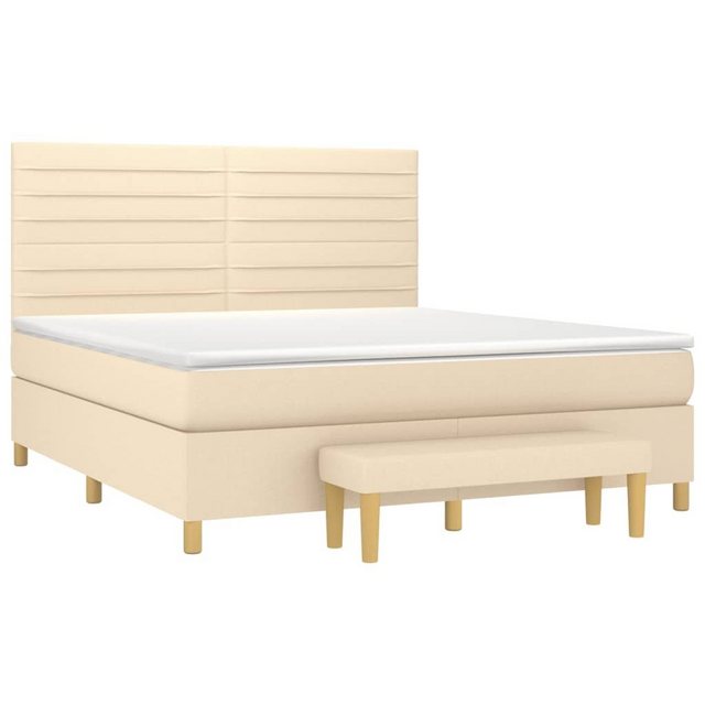 vidaXL Boxspringbett Boxspringbett mit Matratze Creme 160x200 cm Stoff Bett günstig online kaufen