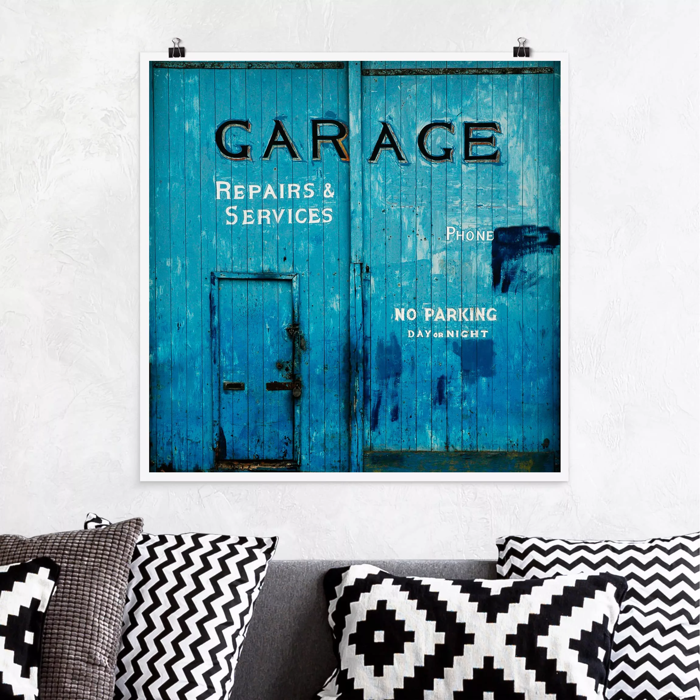 Poster Spruch - Quadrat Garagentor günstig online kaufen