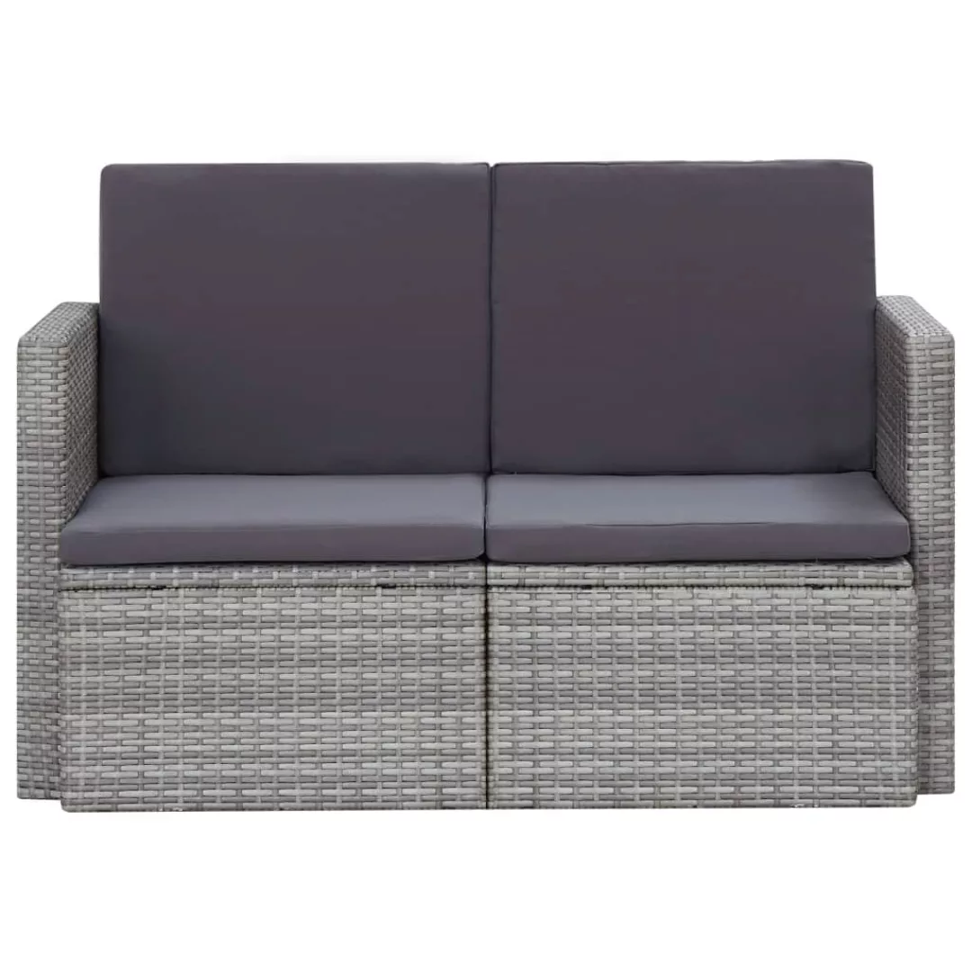 2-sitzer-gartensofa Mit Auflagen Grau Poly Rattan günstig online kaufen