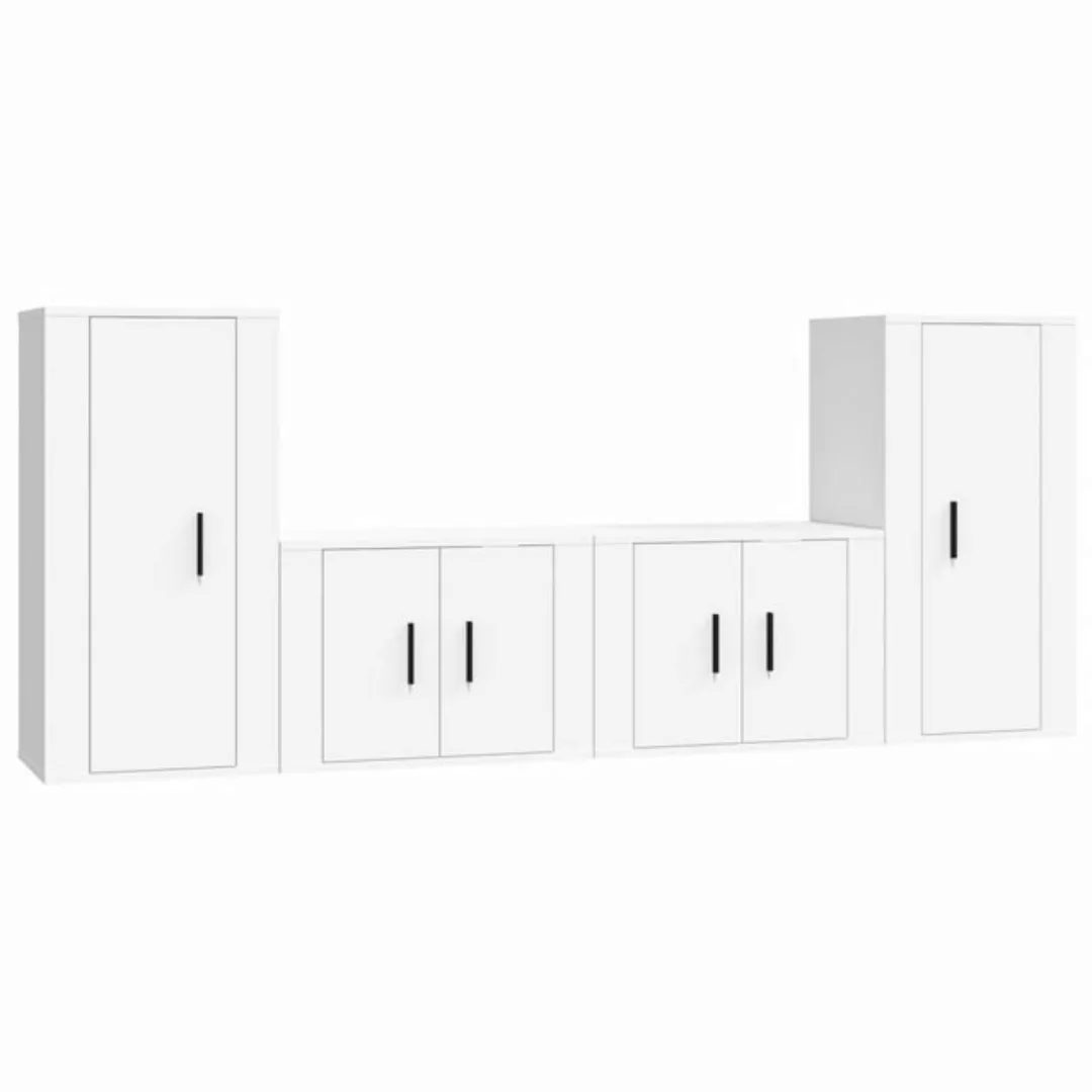 furnicato TV-Schrank 4-tlg. TV-Schrank-Set Weiß Holzwerkstoff (1-St) günstig online kaufen