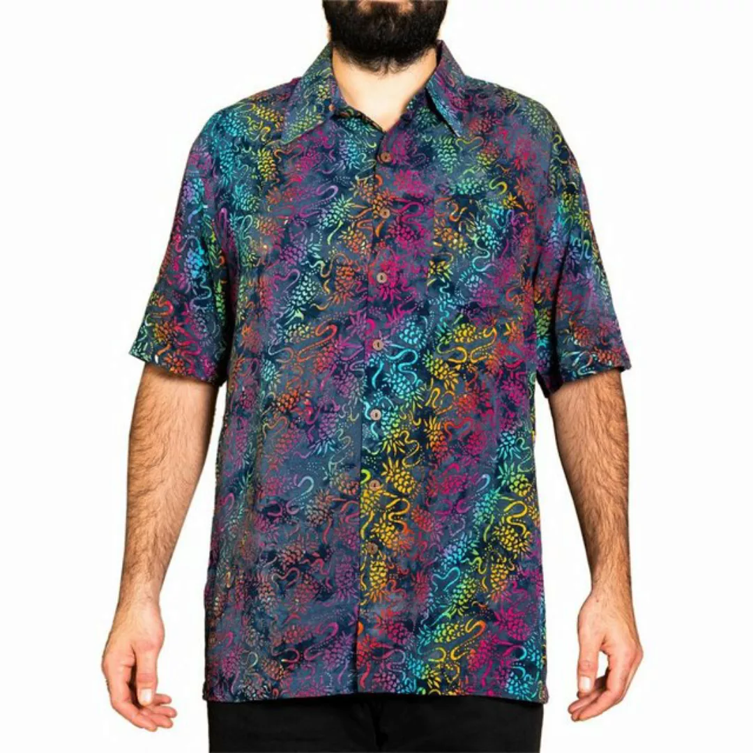 PANASIAM Hawaiihemd Kurzarmhemd mit Kragen Wachsbatik Herren Hemd in lebend günstig online kaufen