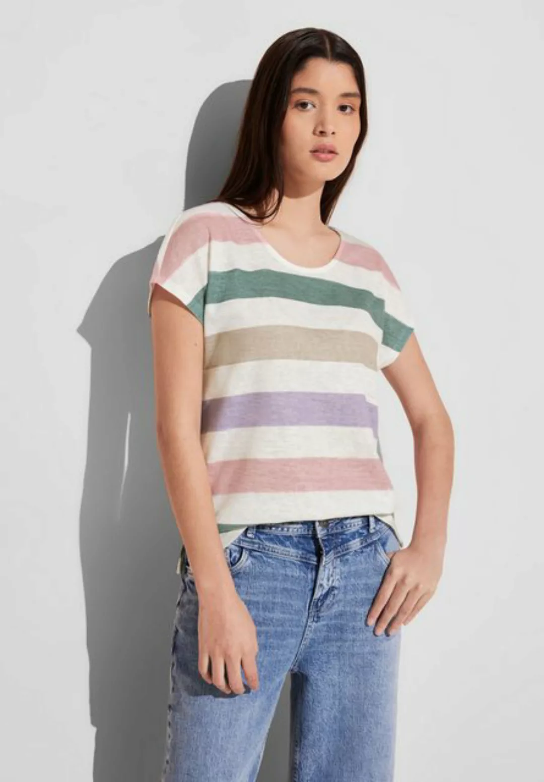 STREET ONE Shirttop mit mehrfarbigen Streifen günstig online kaufen
