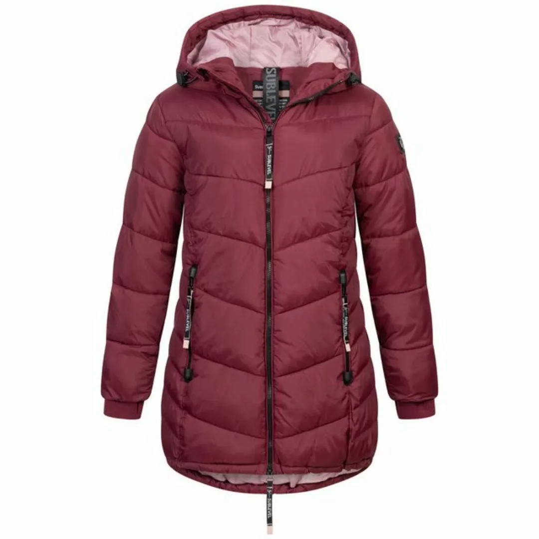 SUBLEVEL Steppjacke Damen Mantel mit Kapuze lange Winter Jacke Parka günstig online kaufen