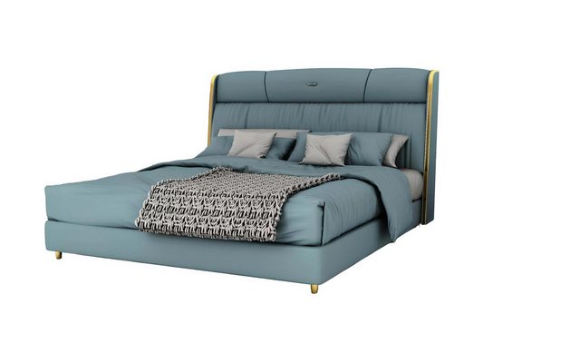 Xlmoebel Bett Schlafzimmer mit blauem Doppelbett, Designer-Möbel Bett aus H günstig online kaufen