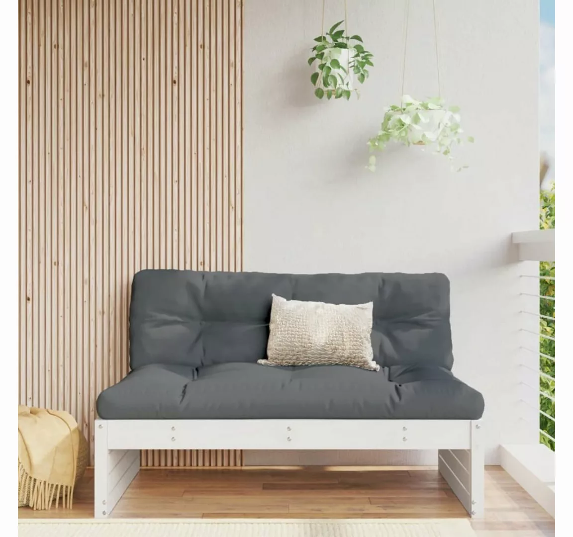 vidaXL Loungesofa Garten-Mittelsofa Weiß 120x80 cm Massivholz Kiefer, 1 Tei günstig online kaufen