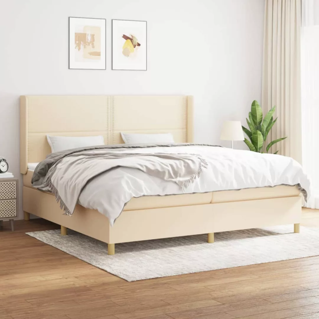 Vidaxl Boxspringbett Mit Matratze Creme 200x200 Cm Stoff günstig online kaufen