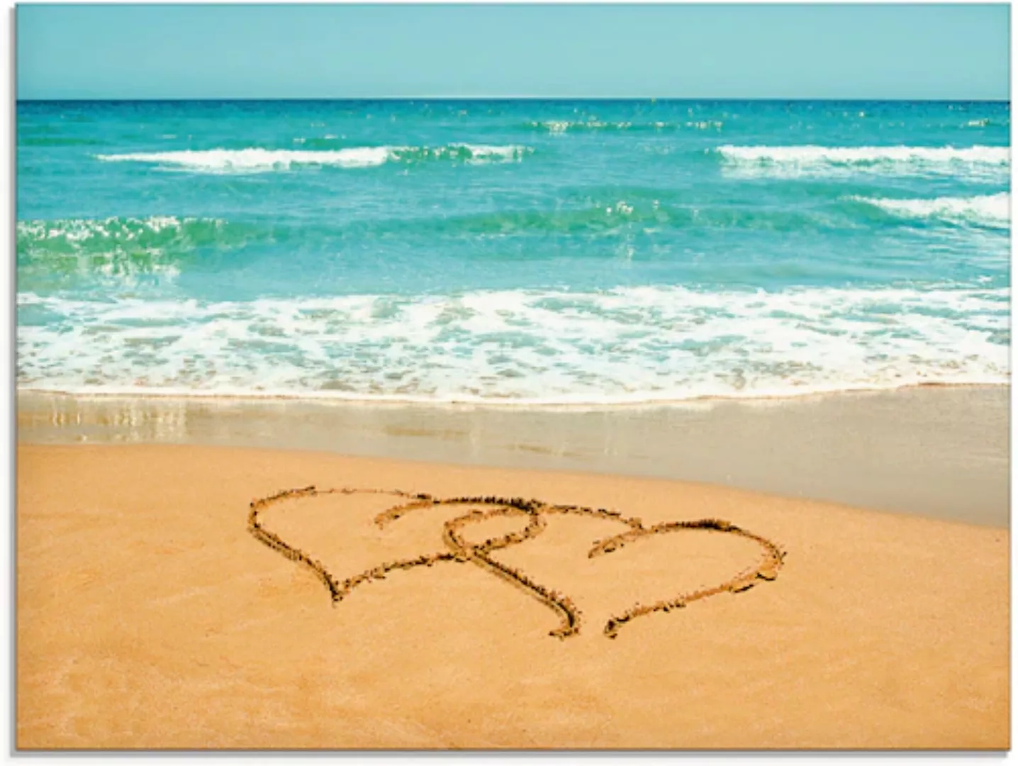 Artland Glasbild »Herzen im Sand«, Strand, (1 St.) günstig online kaufen