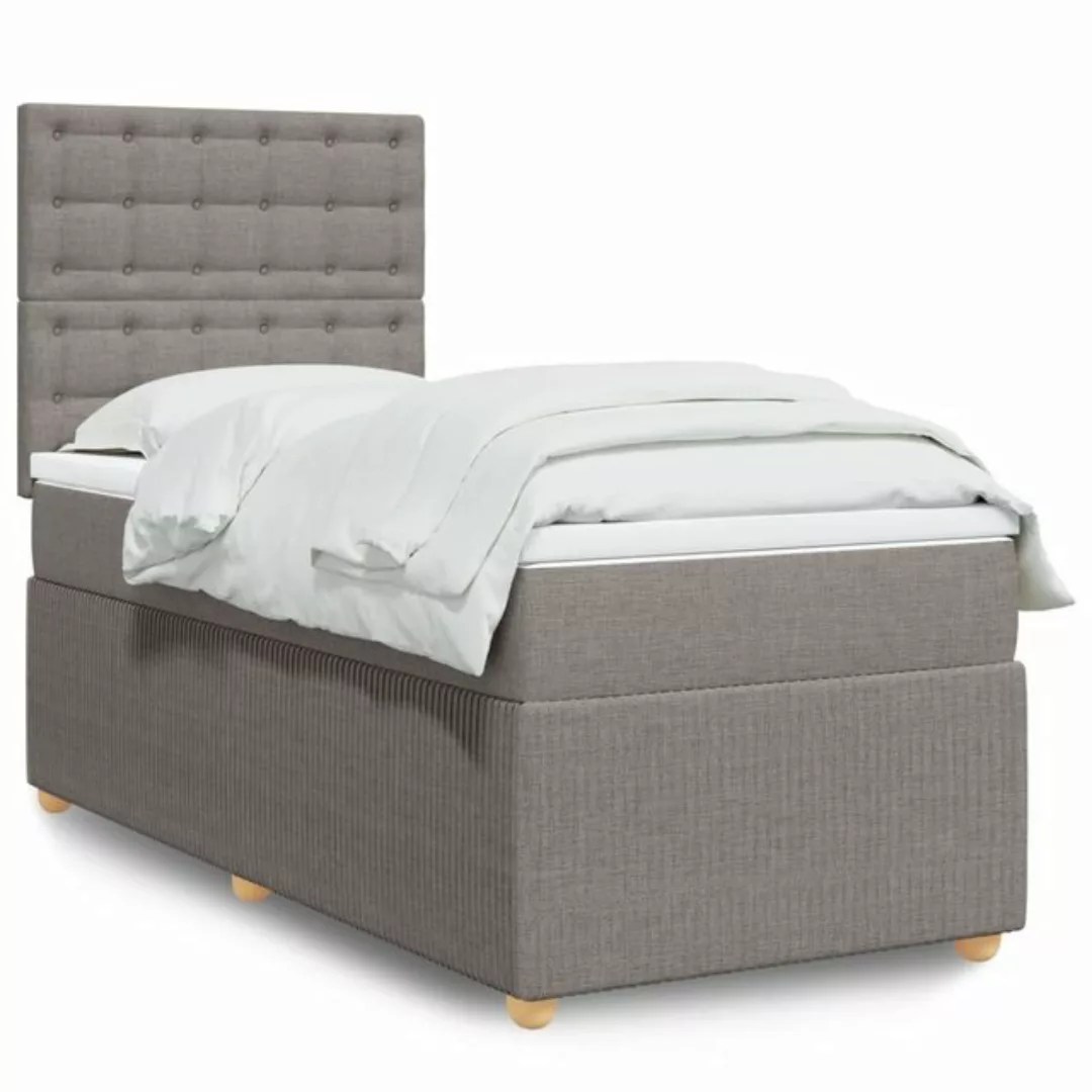 vidaXL Boxspringbett, Boxspringbett mit Matratze Taupe 100x200 cm Stoff günstig online kaufen