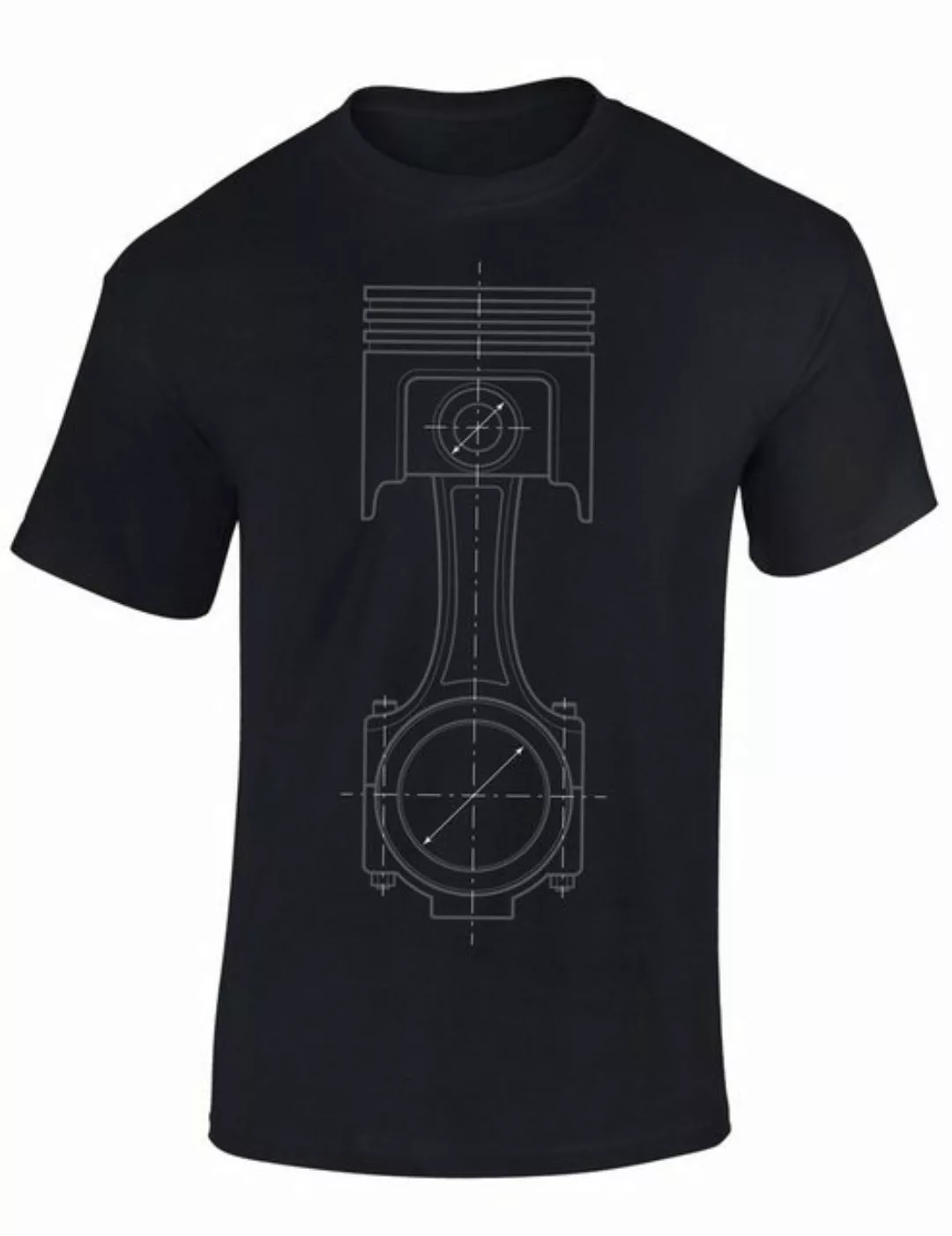 Baddery Print-Shirt Auto T-Shirt: "Kolben Skizze" - Motorsport Tuning Autol günstig online kaufen