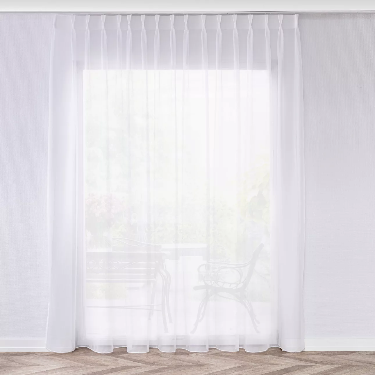 Gardine mit flämischen 2-er Falten, weiss, Voile (901-00) günstig online kaufen