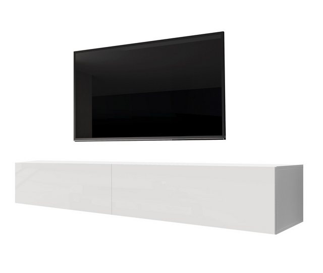 Furnix TV-Schrank LEGIARE 200 o. 300 cm TV Hängeboard Lowboard Weiß glänzen günstig online kaufen