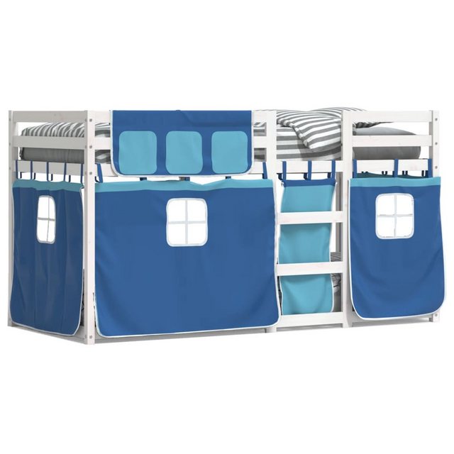 vidaXL Bett Etagenbett mit Vorhängen Blau 80x200 cm Massivholz Kiefer günstig online kaufen