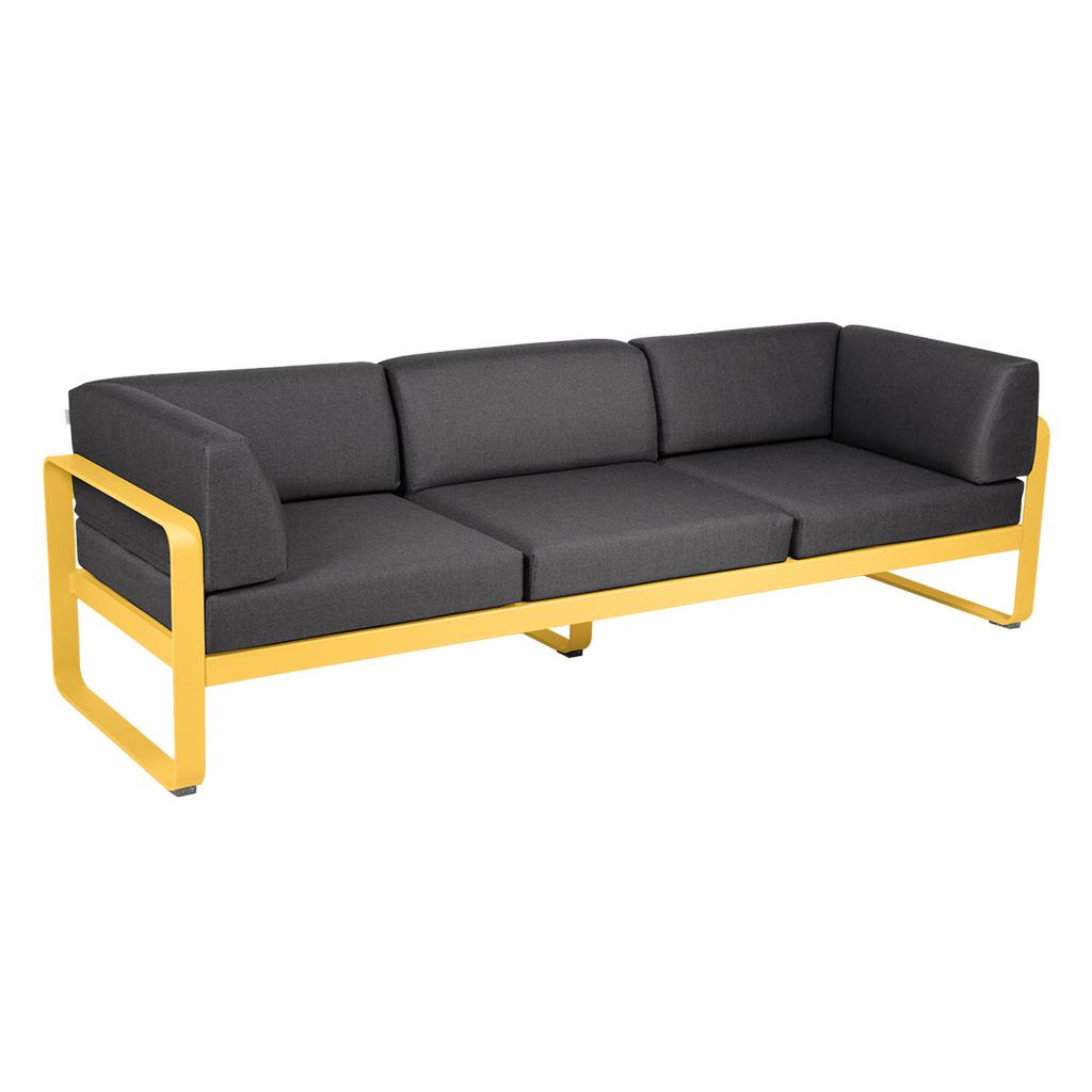 Bellevie 3-Sitzer Club Sofa Outdoor C6 Honig A3 Graphitgrau günstig online kaufen