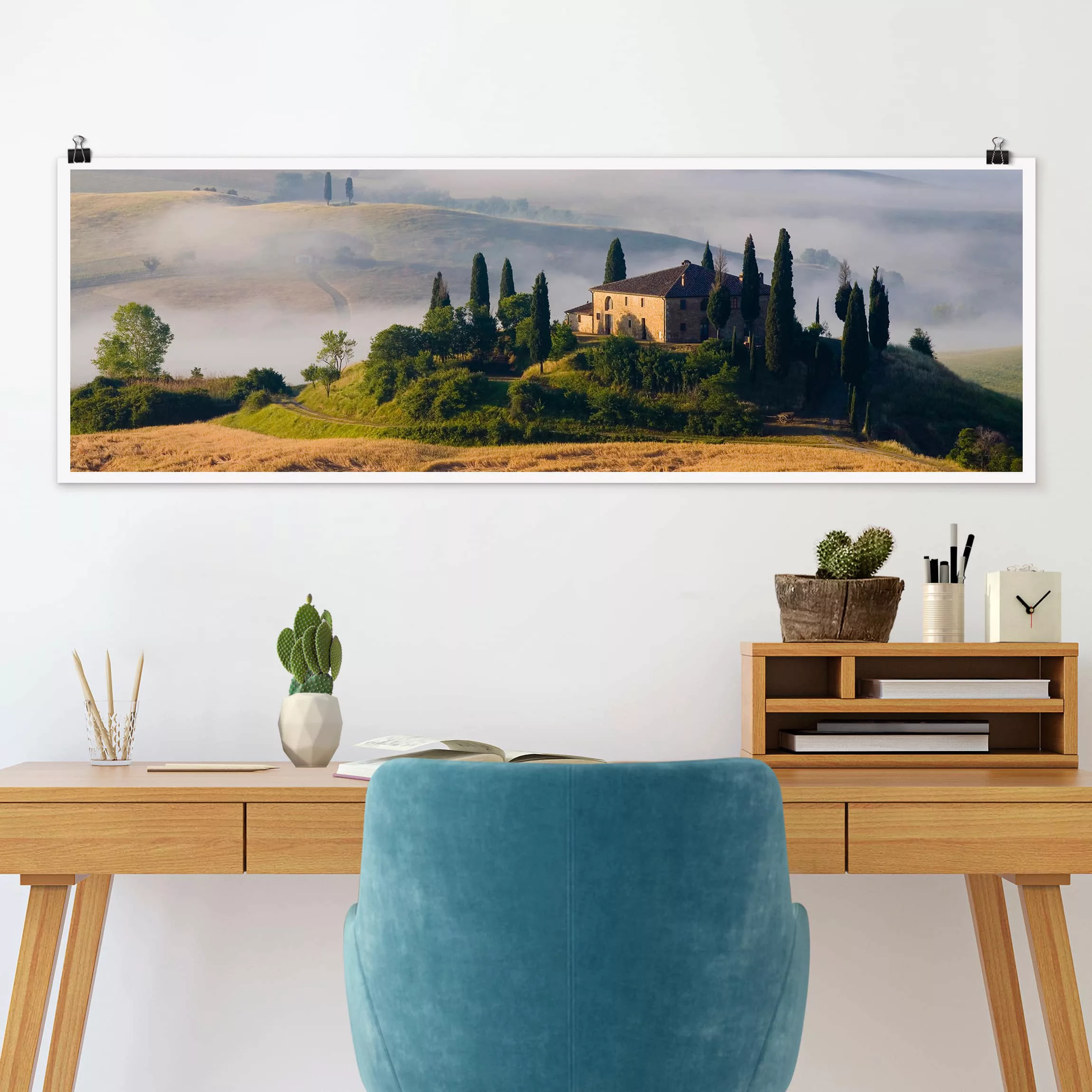 Panorama Poster Natur & Landschaft Landgut in der Toskana günstig online kaufen