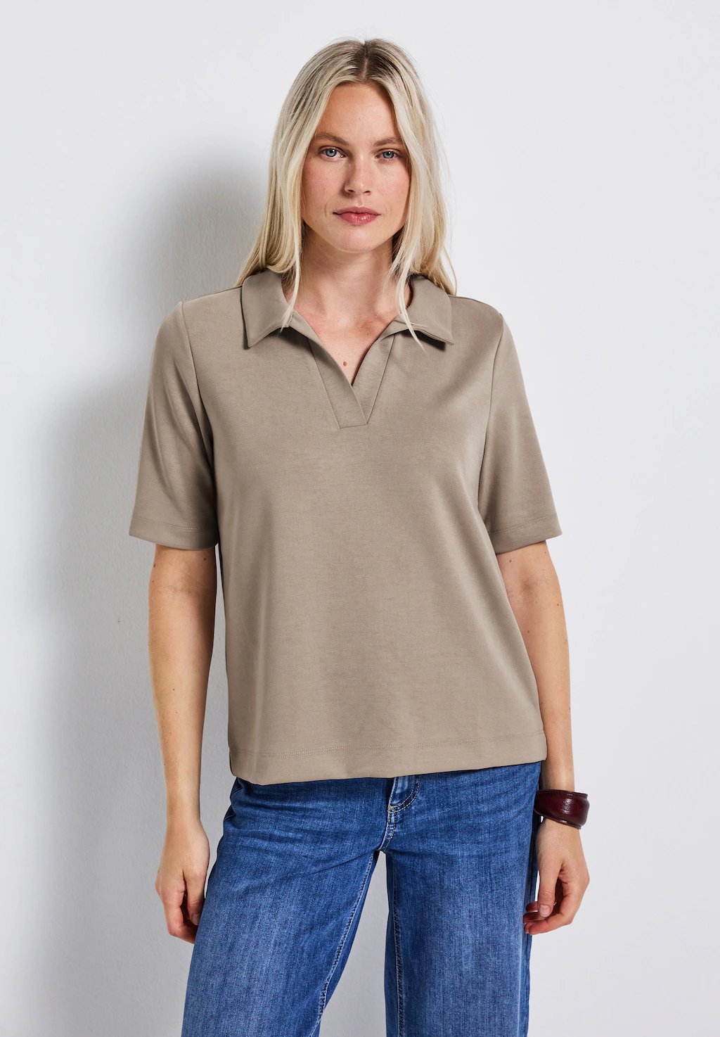 STREET ONE Poloshirt, aus softem Materialmix günstig online kaufen