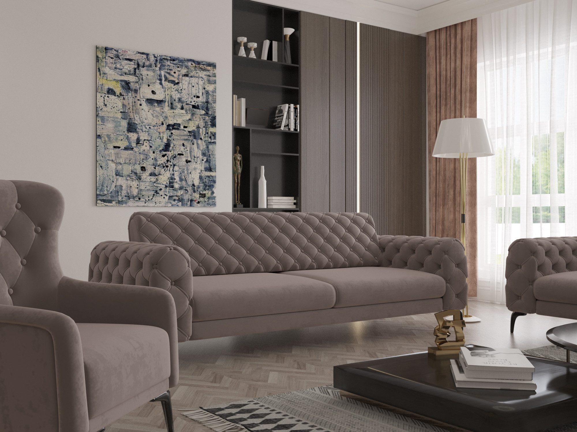 Möbeldreams Chesterfield-Sofa Sofa-Set Arizona Chesterfield Schlaffunktion günstig online kaufen