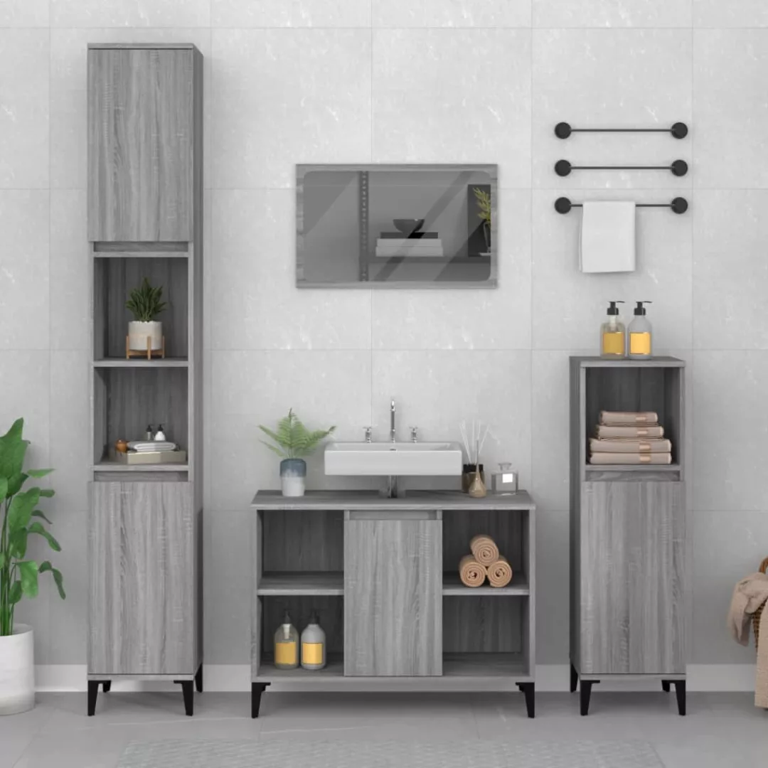 vidaXL Badezimmerspiegelschrank Waschbeckenunterschrank Grau Sonoma 80x33x6 günstig online kaufen