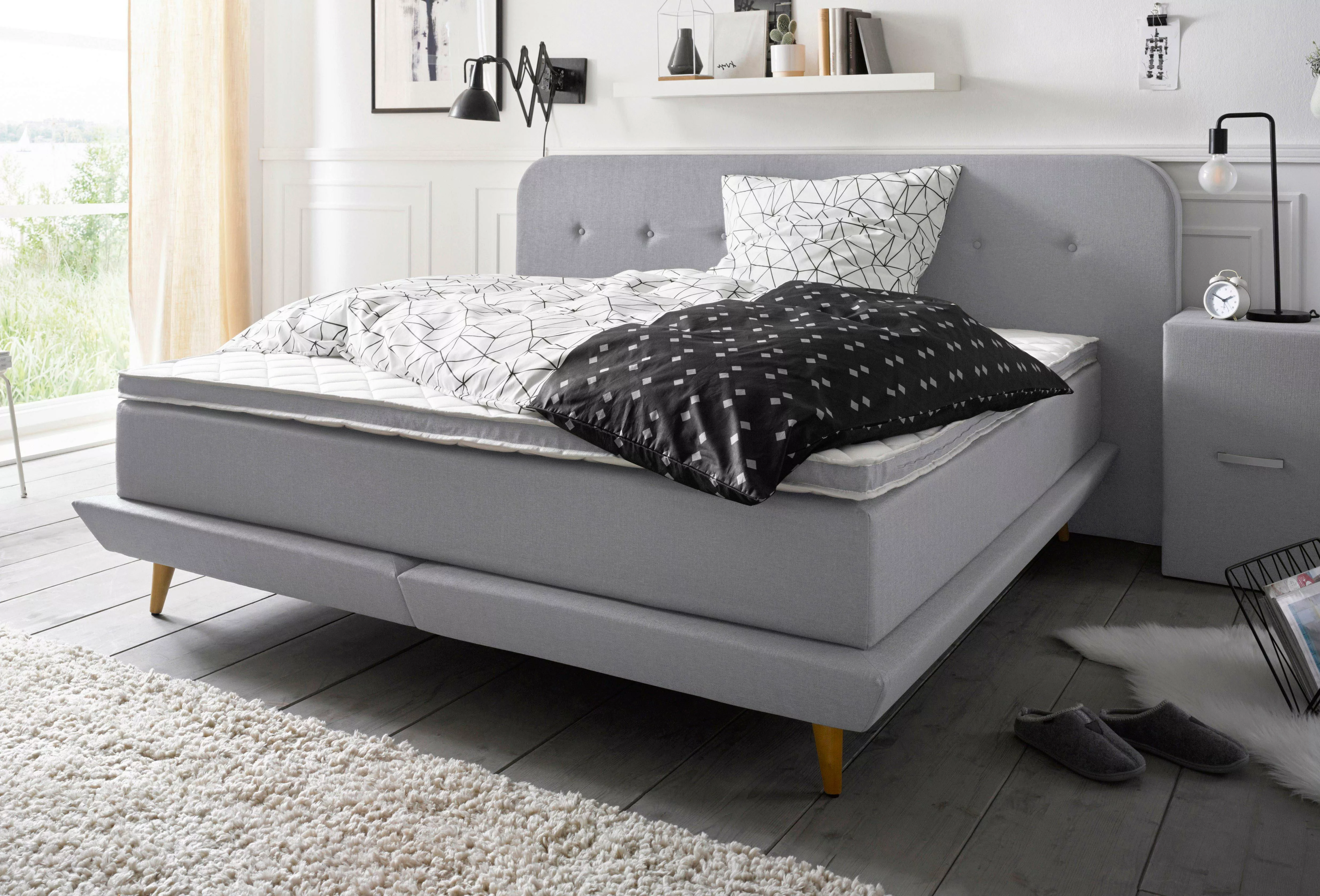 andas Boxspringbett "Premium", Steppung mit Knopfheftung, inkl. Topper günstig online kaufen