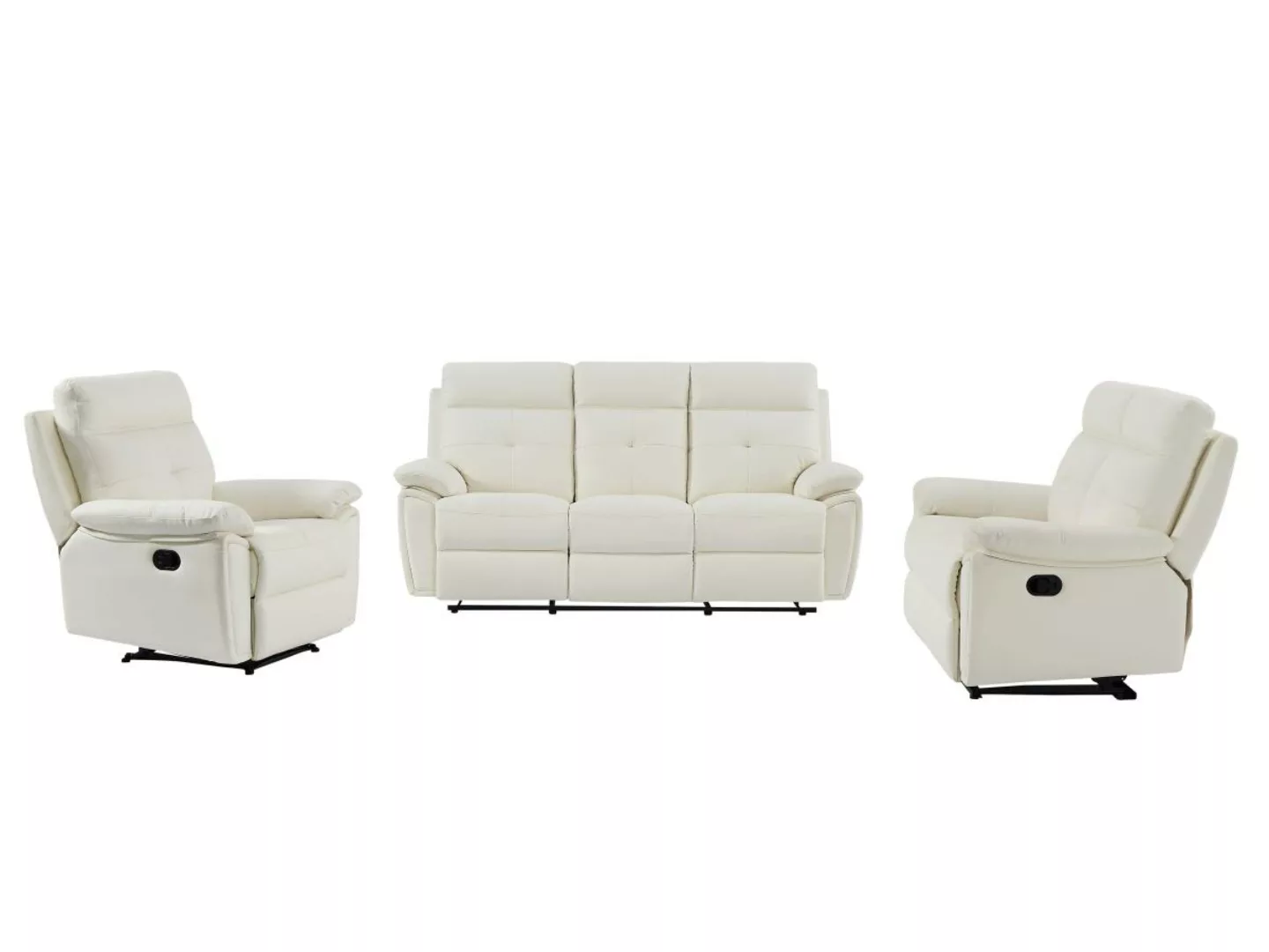 Relaxsofa Garnitur 3+2+1 - Leder- Weiß - VINETA günstig online kaufen