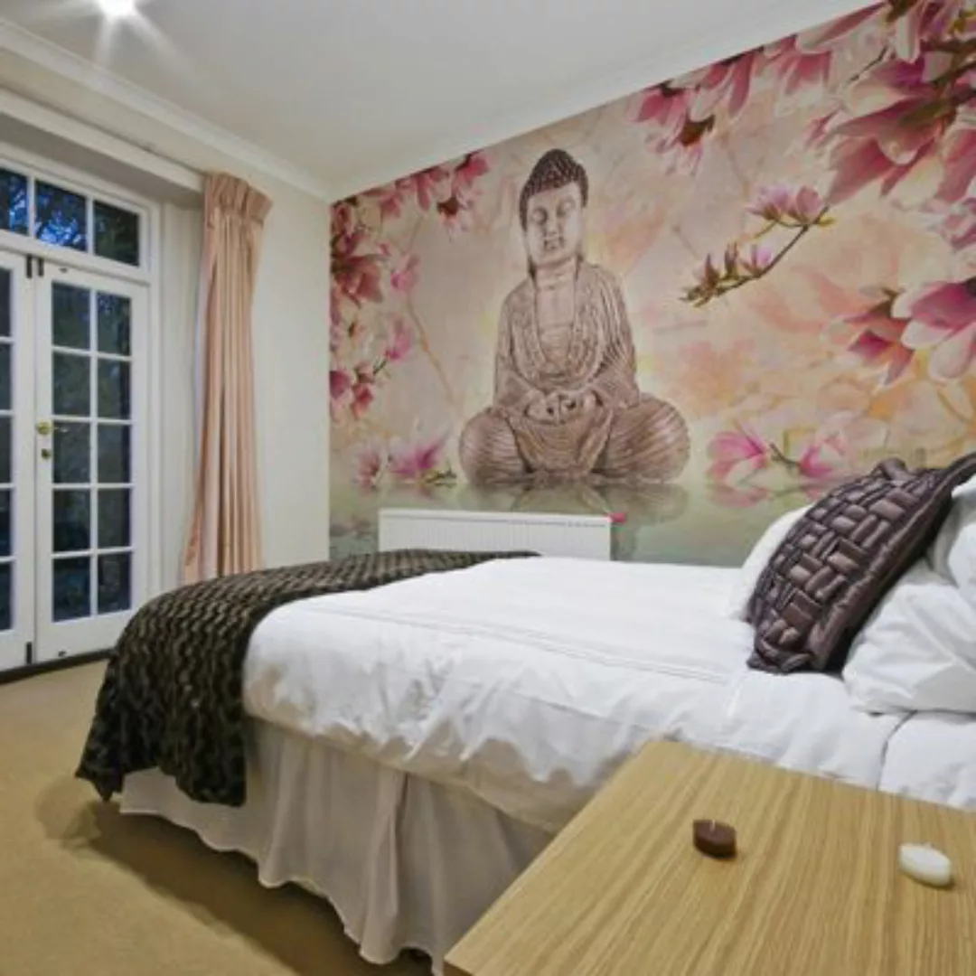 artgeist Fototapete Buddha und Magnolia mehrfarbig Gr. 350 x 270 günstig online kaufen