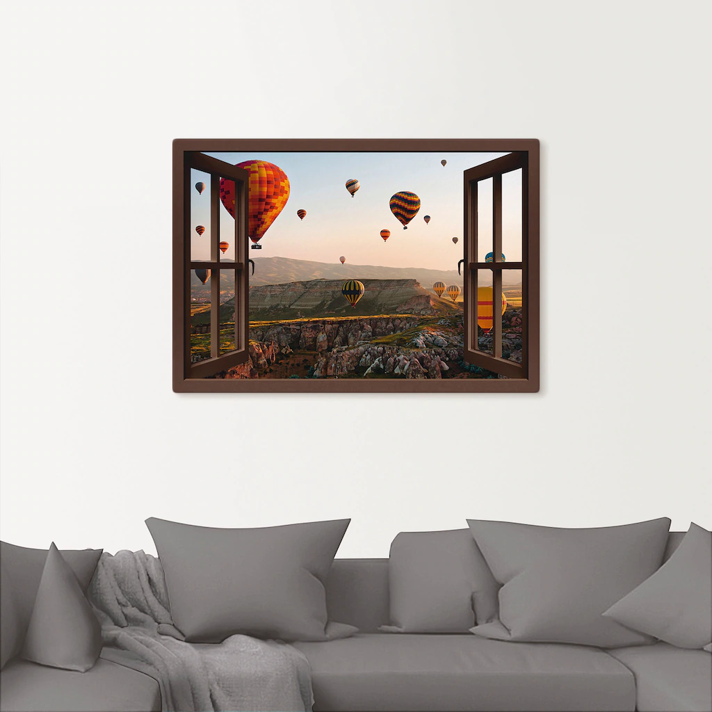 Artland Wandbild "Fensterblick Kappadokien Ballonfahrt", Ballonfahren, (1 S günstig online kaufen