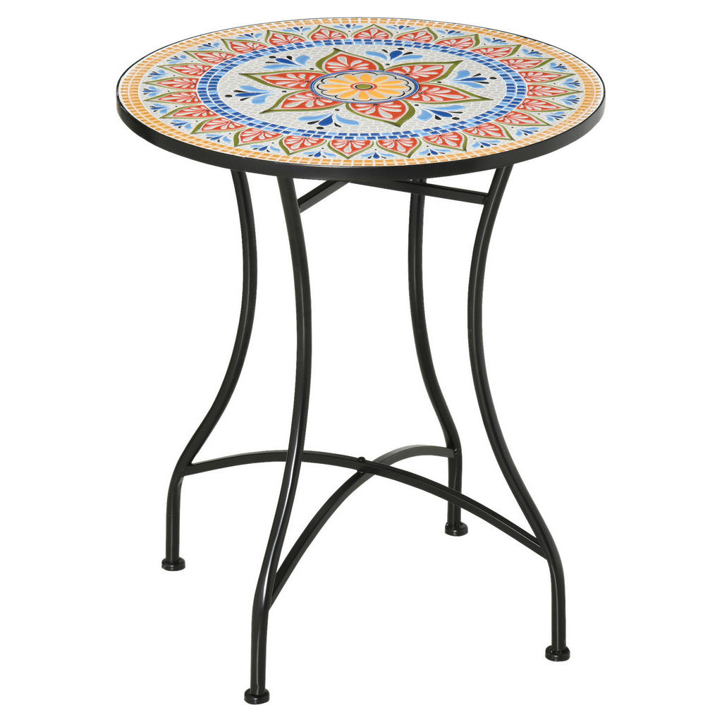 Outsunny Gartentisch bunt Keramik H/D: ca. 71x60 cm günstig online kaufen