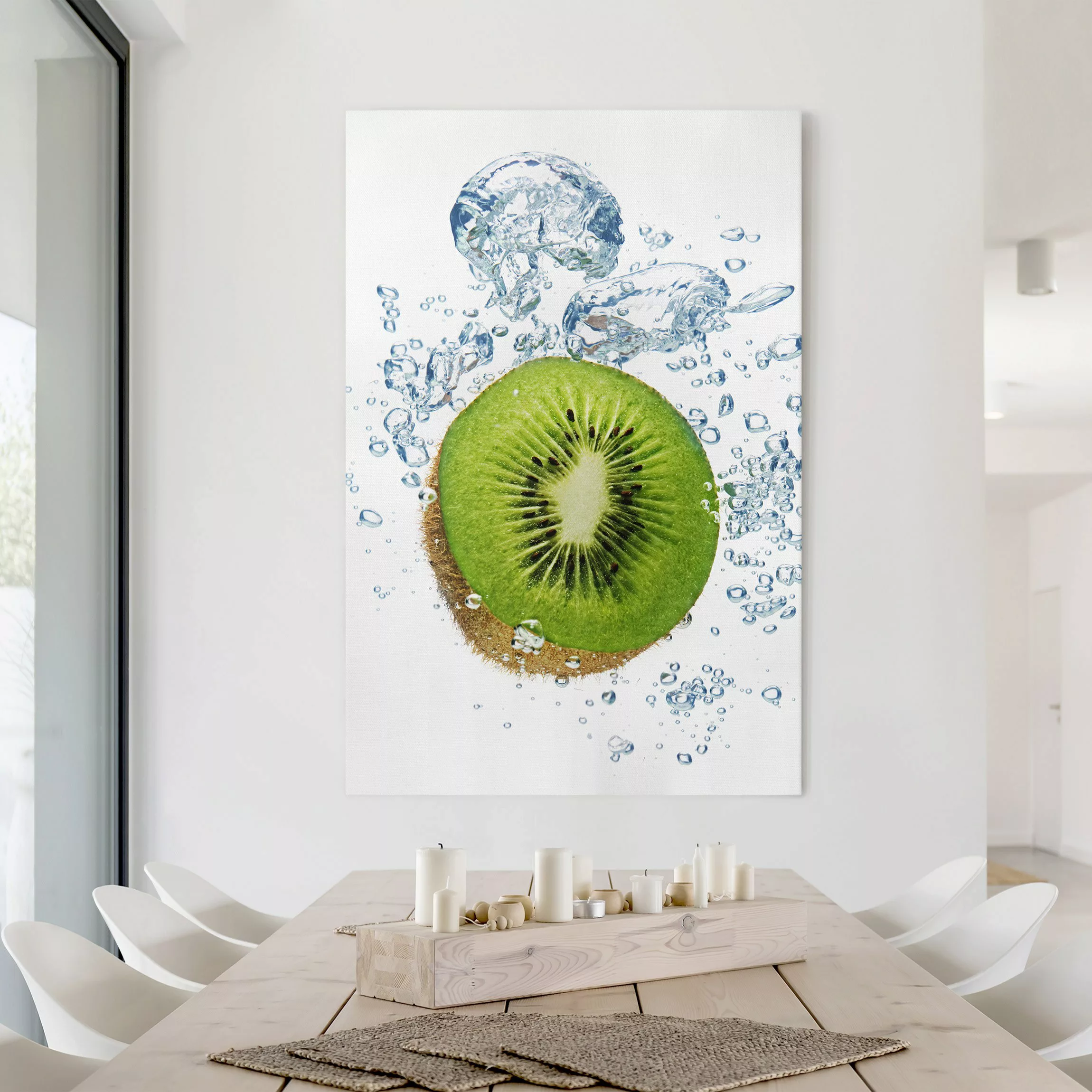 Leinwandbild Küche - Hochformat Kiwi Bubbles günstig online kaufen