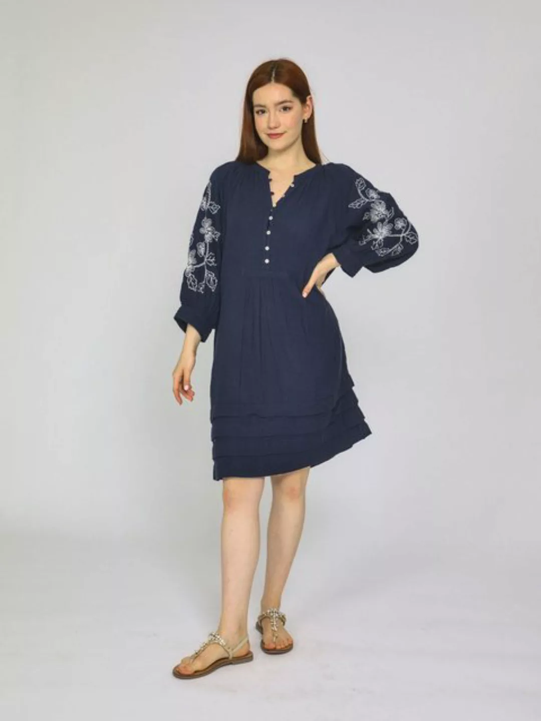 VICCI Germany A-Linien-Kleid aus reiner Baumwolle günstig online kaufen