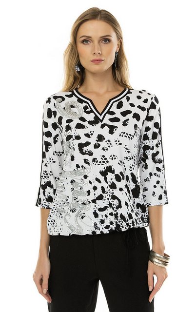Passioni Print-Shirt Black and White Animalprint Sommershirt Leo Muster günstig online kaufen