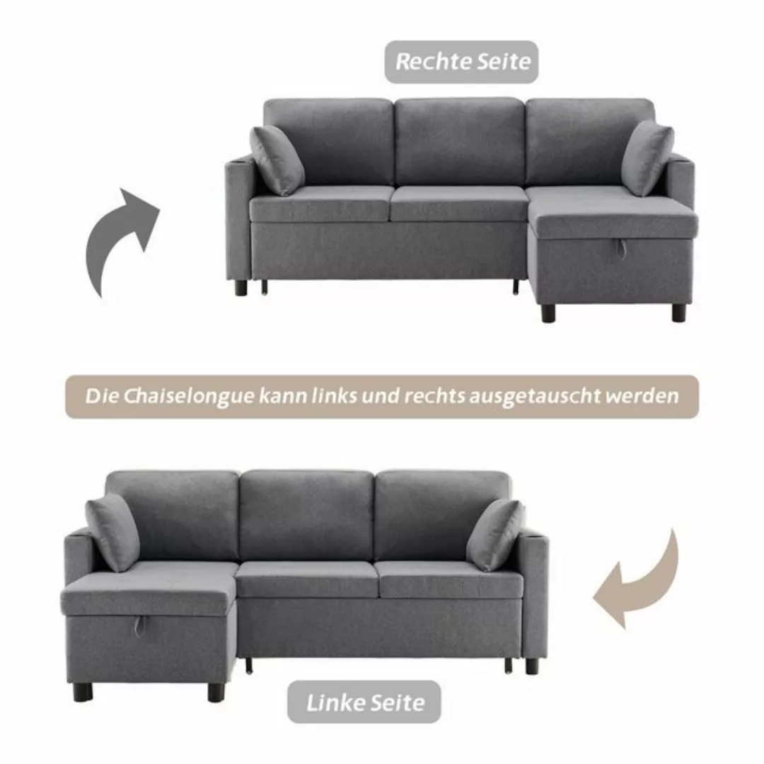 OKWISH Ecksofa L-förmiges Sofa, Schlafsofa mit Schlaffunktion mit Taschenbe günstig online kaufen