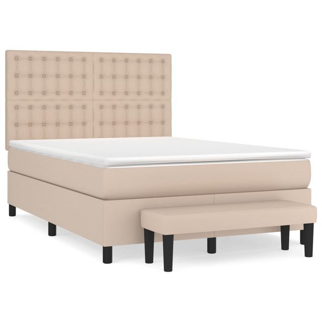 vidaXL Boxspringbett Boxspringbett mit Matratze und Fusshocker Kunstleder ( günstig online kaufen