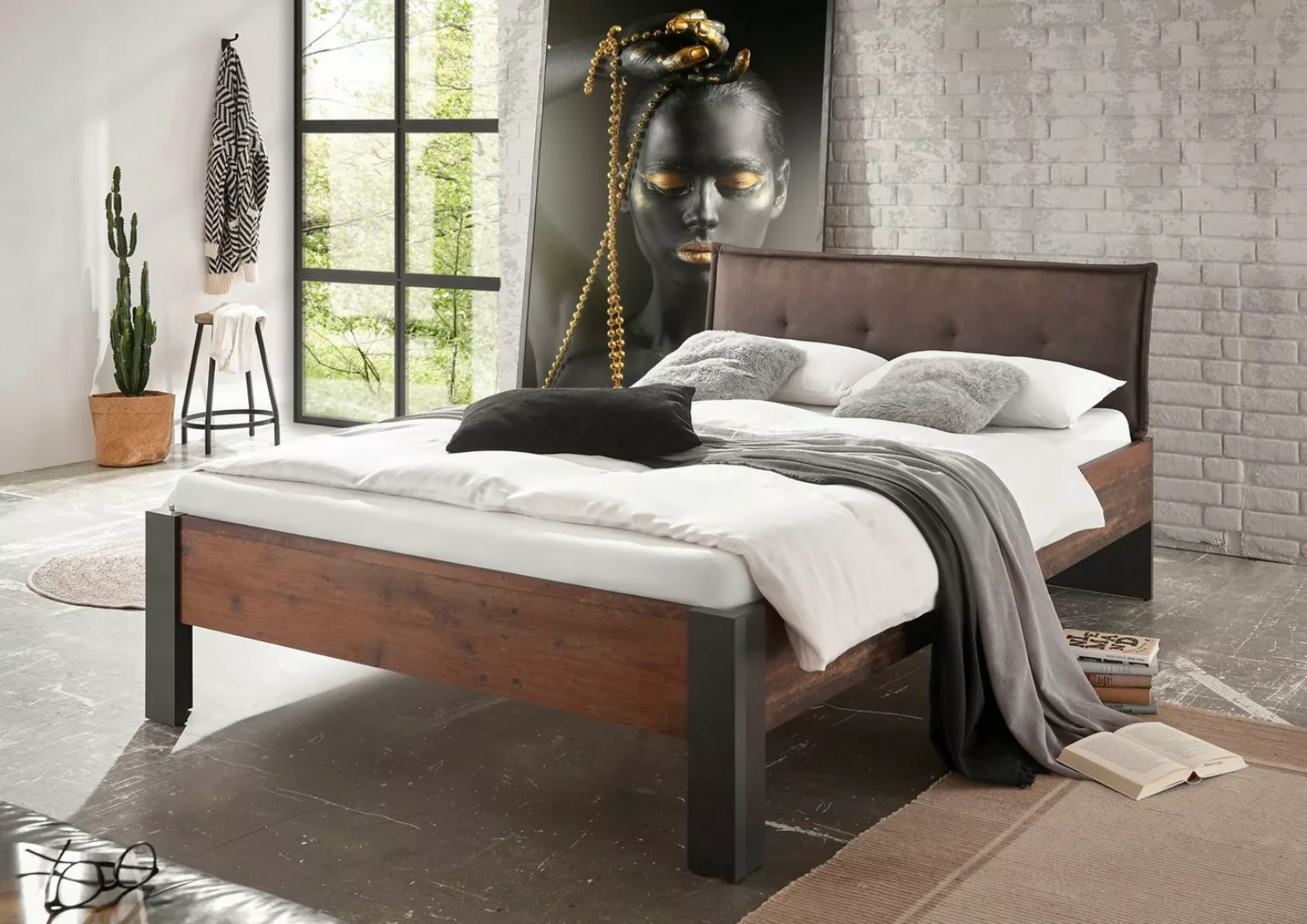 Home affaire Einzelbett BROOKLYN Bett im Industrial Design, Bettgestell, Be günstig online kaufen