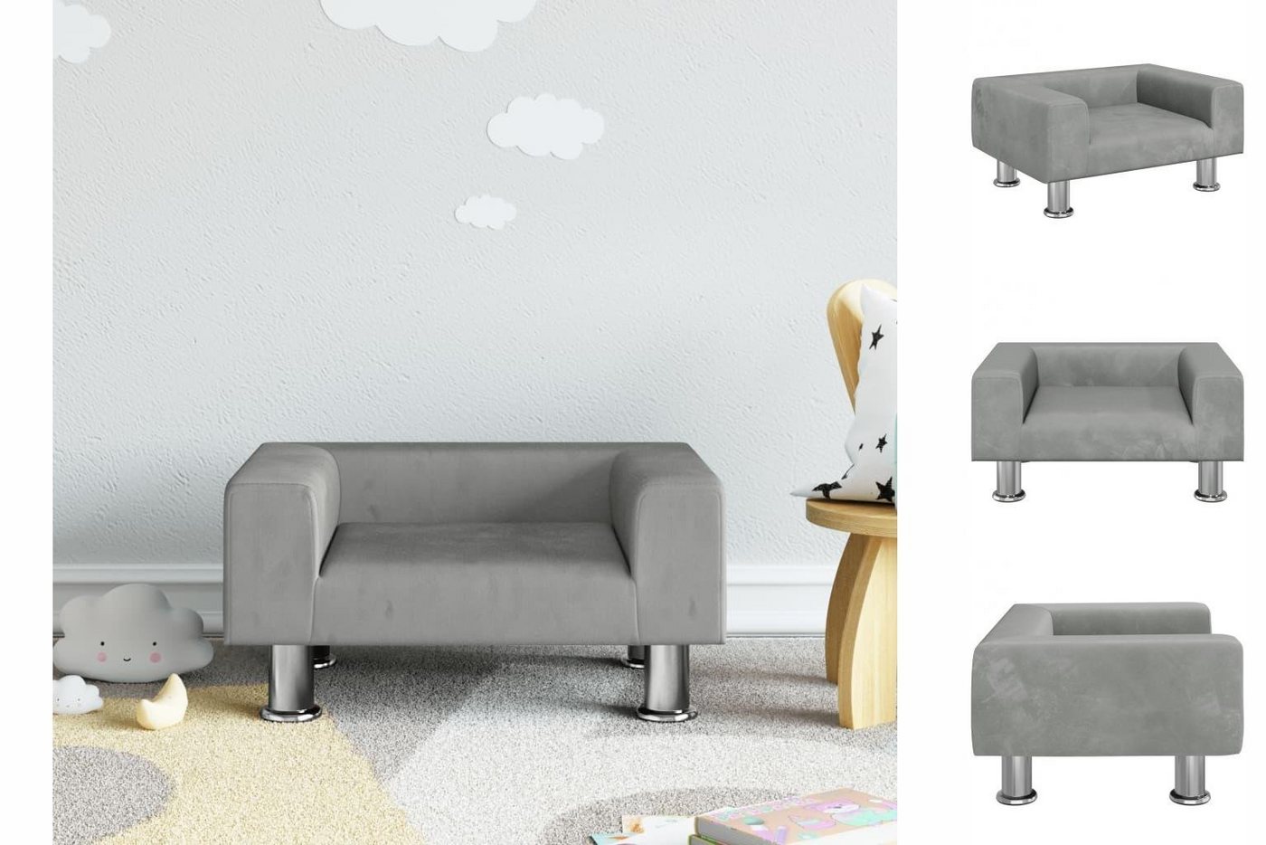 vidaXL Kindersofa Kindersofa Creme 50x40x26,5 cm Samt Kindercouch Kindermöb günstig online kaufen