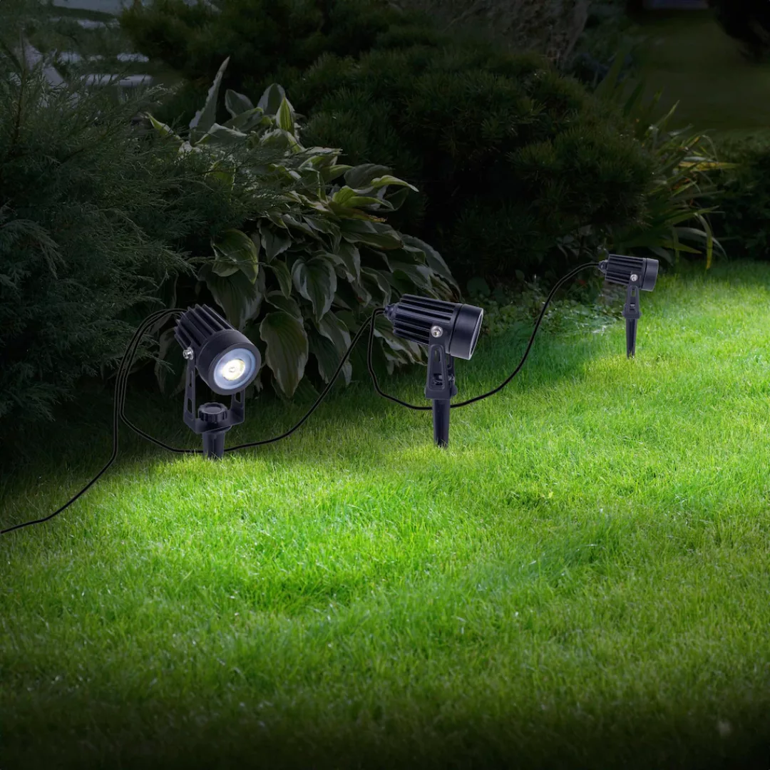 näve LED Solarleuchte "Spoti", 3 flammig, 3er LED Solarspot mit Erdspieß in günstig online kaufen