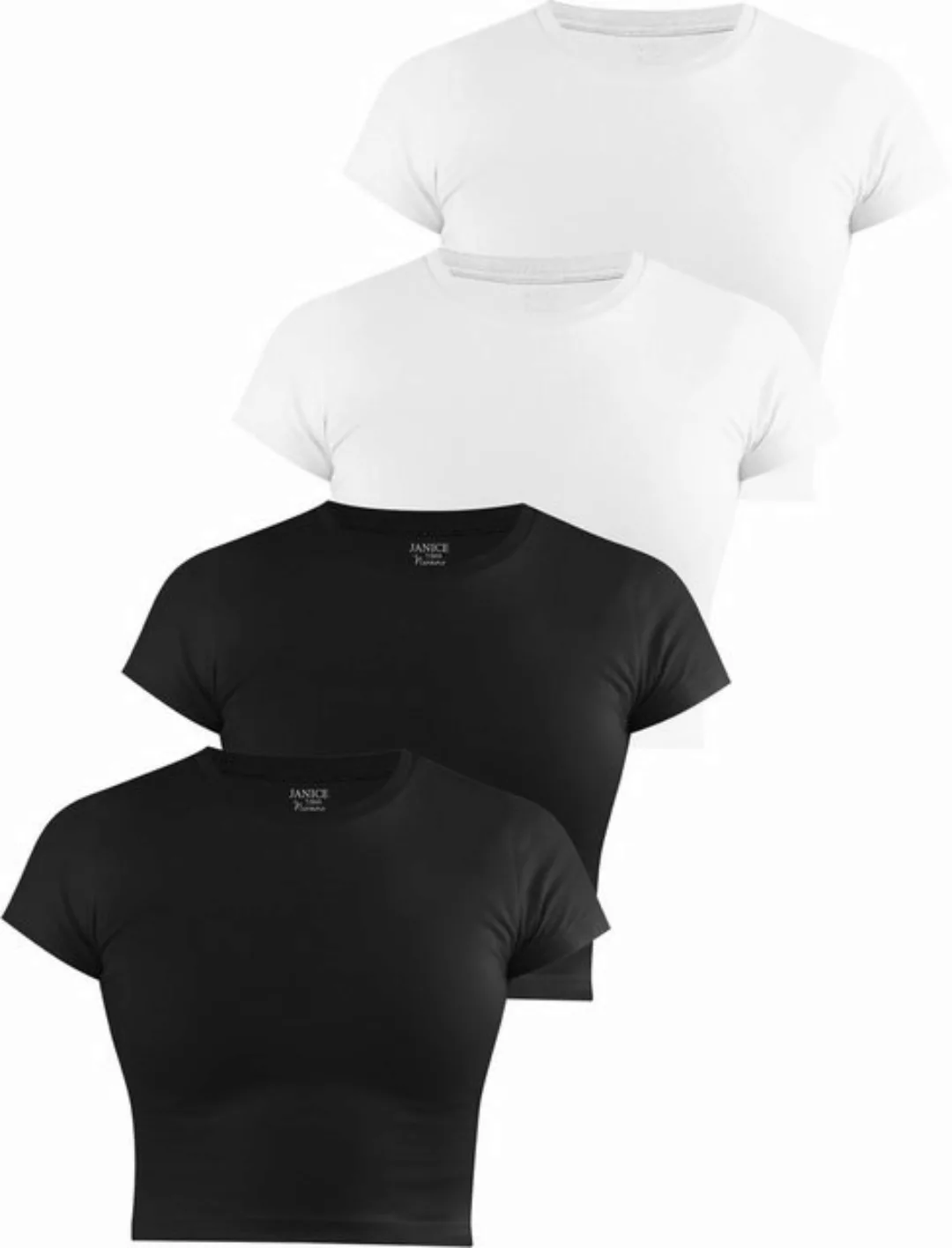 Janice Kurzarmshirt 4 x Damen crop T-Shirt hochgeschlossen Nerano Kurzes Sh günstig online kaufen